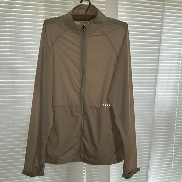 YOUNGLA XL Men’s Cream Light Wind Runner Windbreaker Full Zip Jacket - Picture 2 of 16